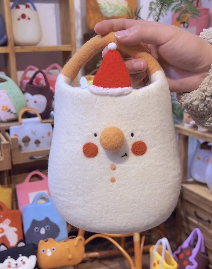 毛毡黄色手提雪人包包