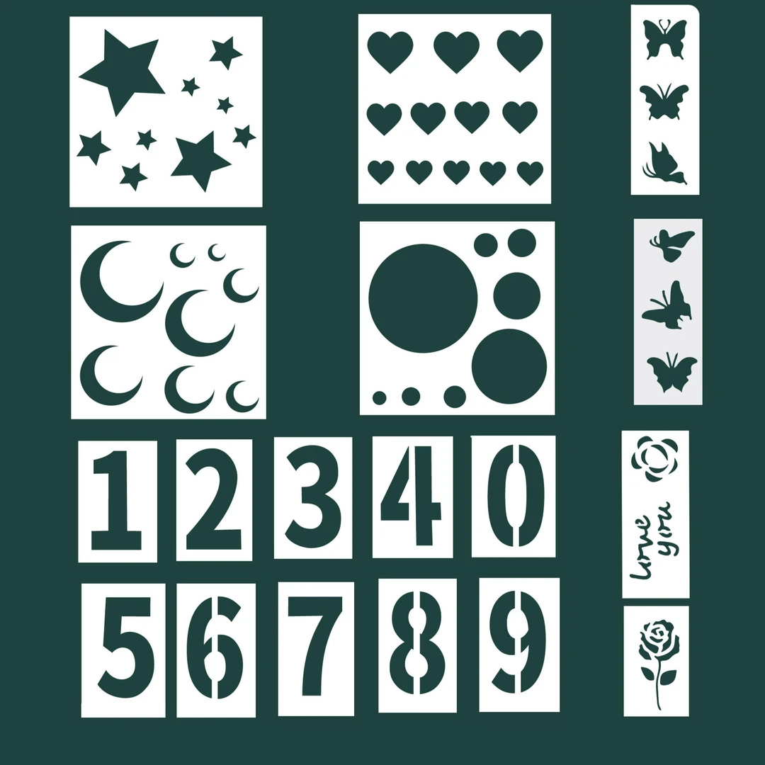 【星星月亮太阳一张买全】创意diy星星月亮太阳数字油画镂空模板