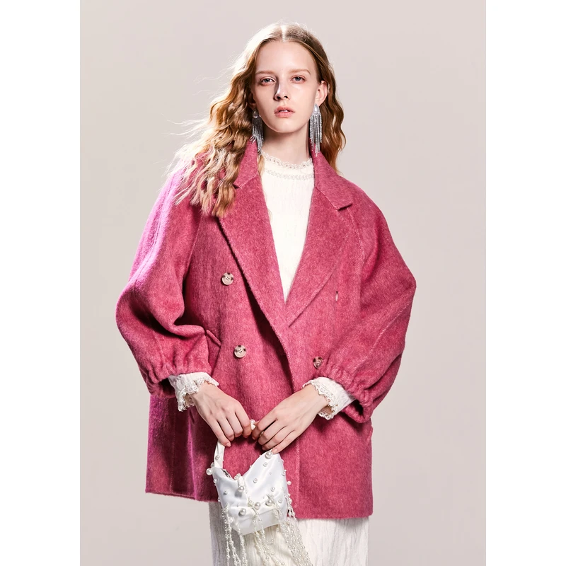 可可尼cocoon双面绵羊毛呢子女款2024新款毛呢外套春冬短款女装