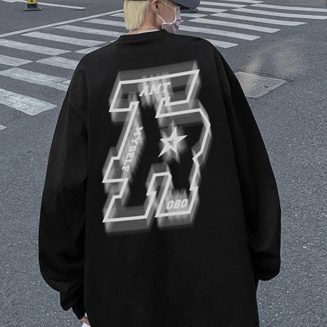 美式街头hiphop嘻哈长袖男t恤衫高街ins潮牌卫衣薄款早秋2023新款