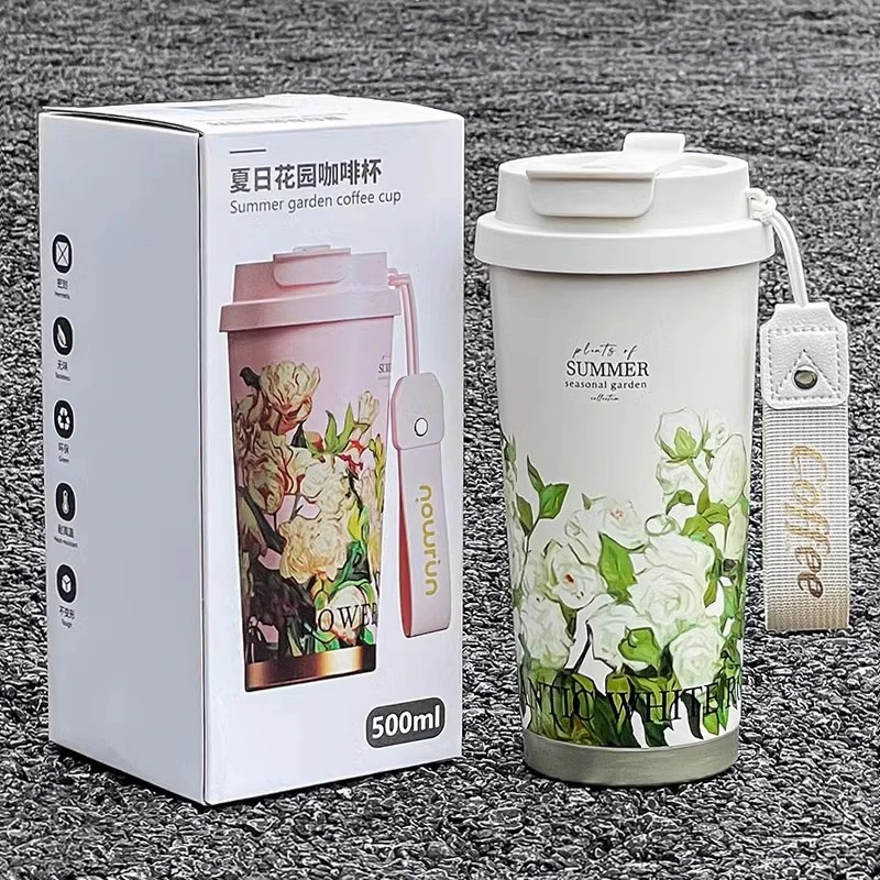 轻奢感保温杯冬季男士奶茶双饮口泡茶水杯女高颜值吸管礼品杯子