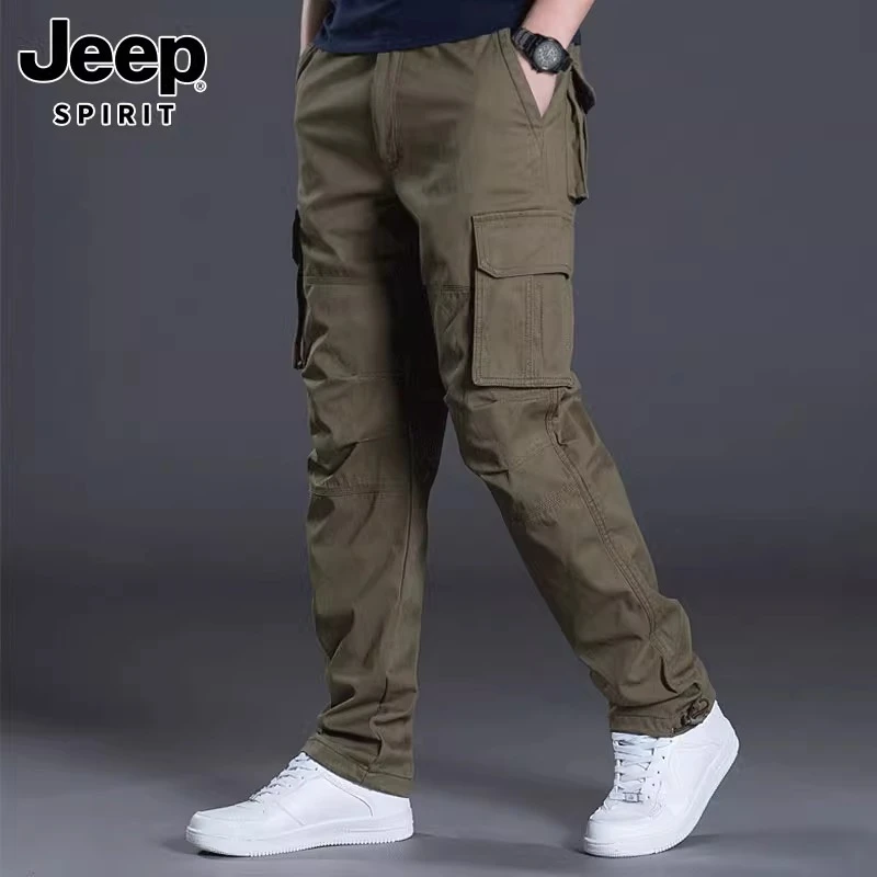 JEEPSPIRIT吉普男士秋冬休闲裤青年百搭纯棉工装裤宽松直筒男长裤