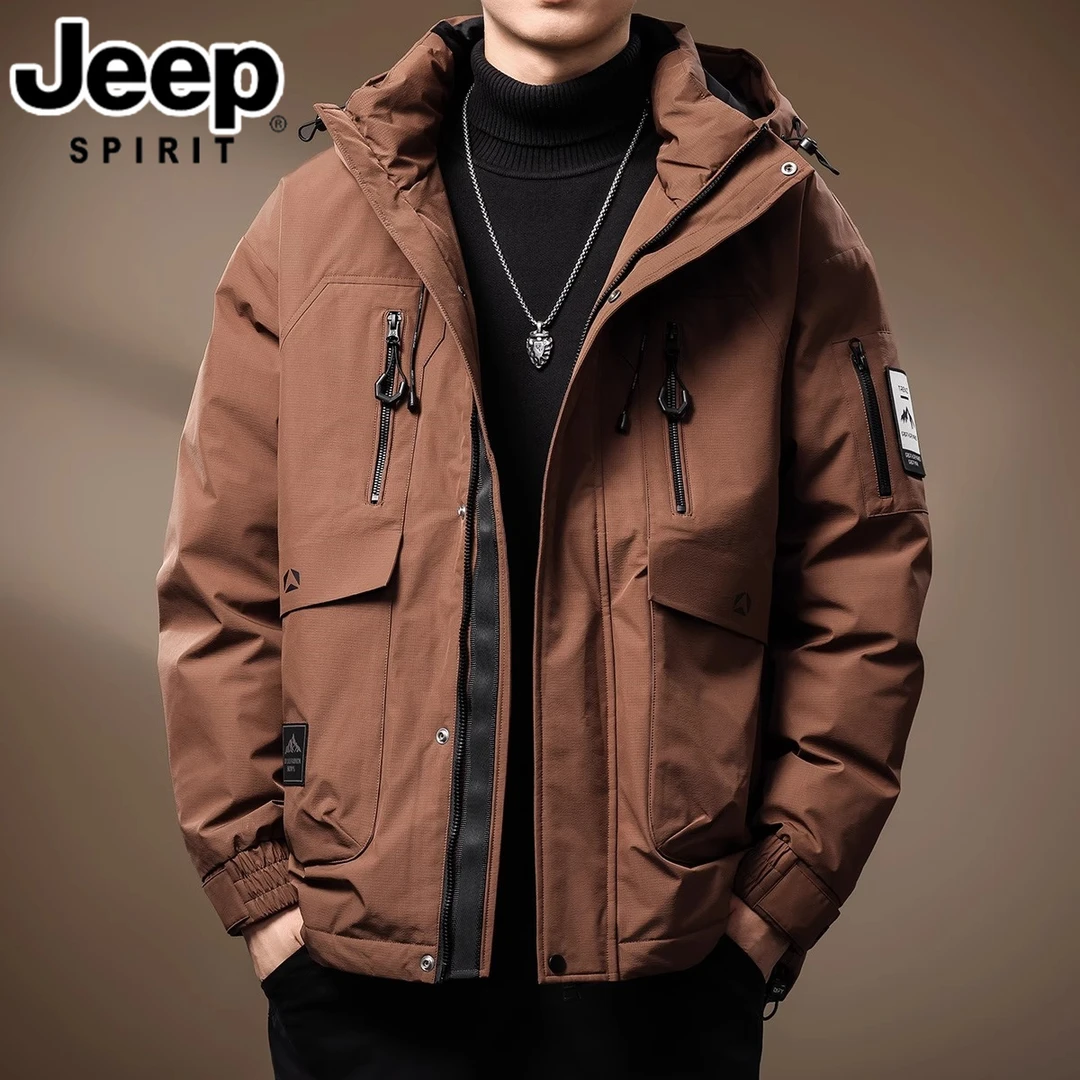 JEEPSPIRIT吉普男士秋冬季羽绒服高端美式工装宽松休闲感保暖外套