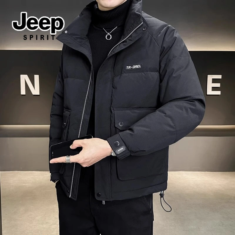 JEEPSPIRIT吉普男士秋冬季短款羽绒服立领防寒百搭青年潮流男外套