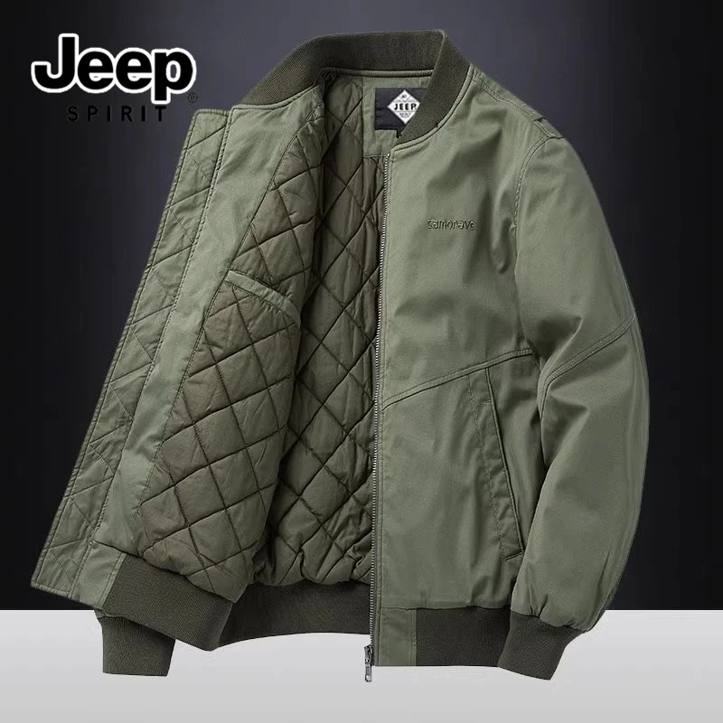 JEEPSPIRIT吉普男士秋冬季飞行员夹克时尚百搭夹棉休闲棒球领外套