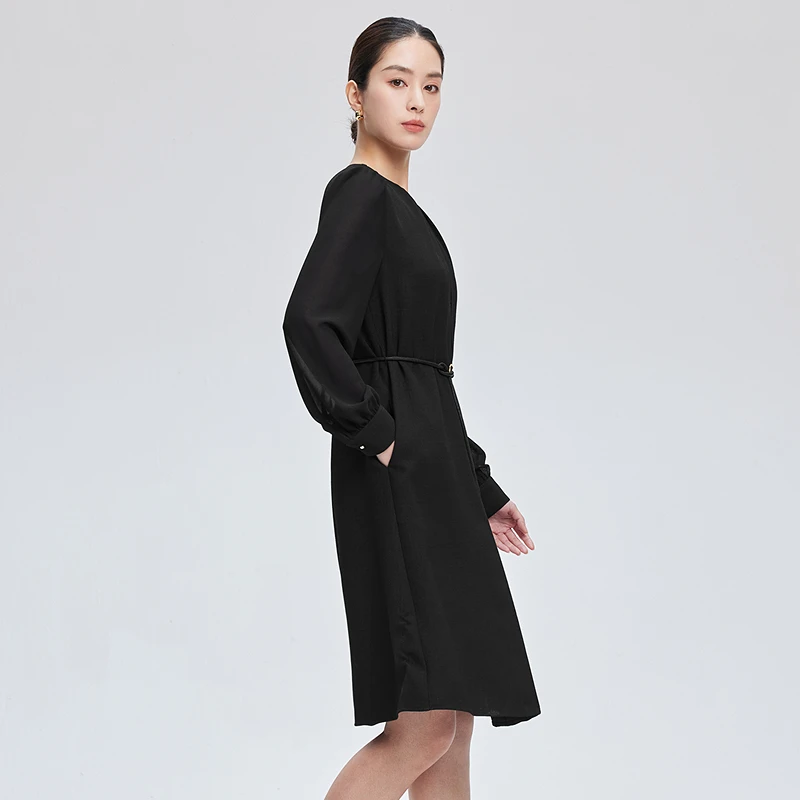 赢智尚经典黑H型连衣裙高级复古女装连衣裙ZF02754