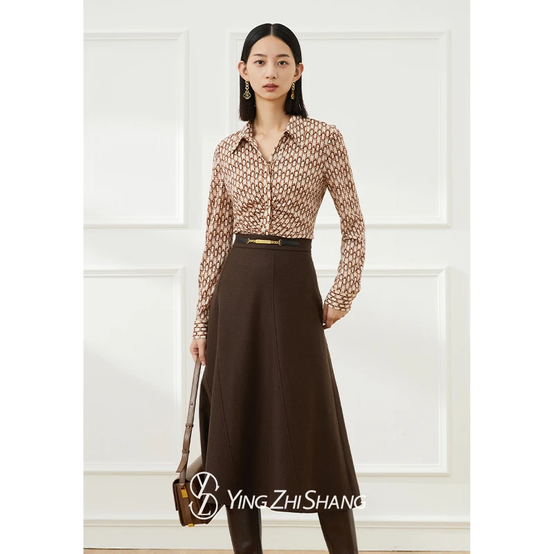 赢智尚秋冬新款羊毛混纺半身裙中长款a字裙ZW00662