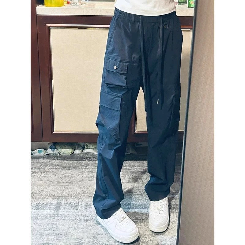 美式复古vibe风裤子高街机能工装裤男设计感多口袋直筒休闲阔腿裤