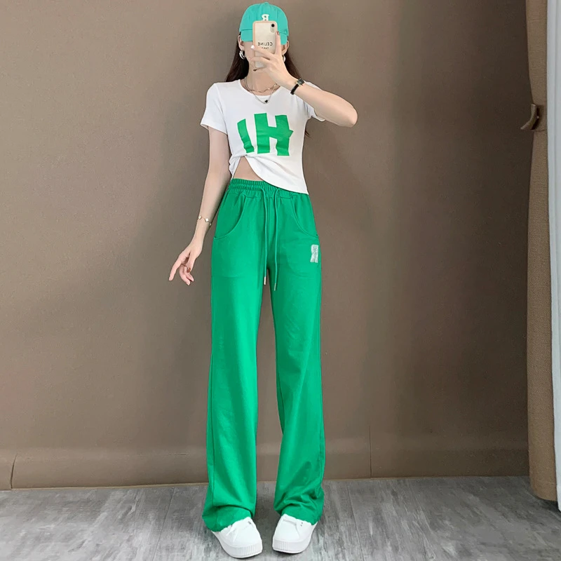 时尚休闲套装女夏2025新款流行修身洋气减龄时髦阔腿裤运动两件套