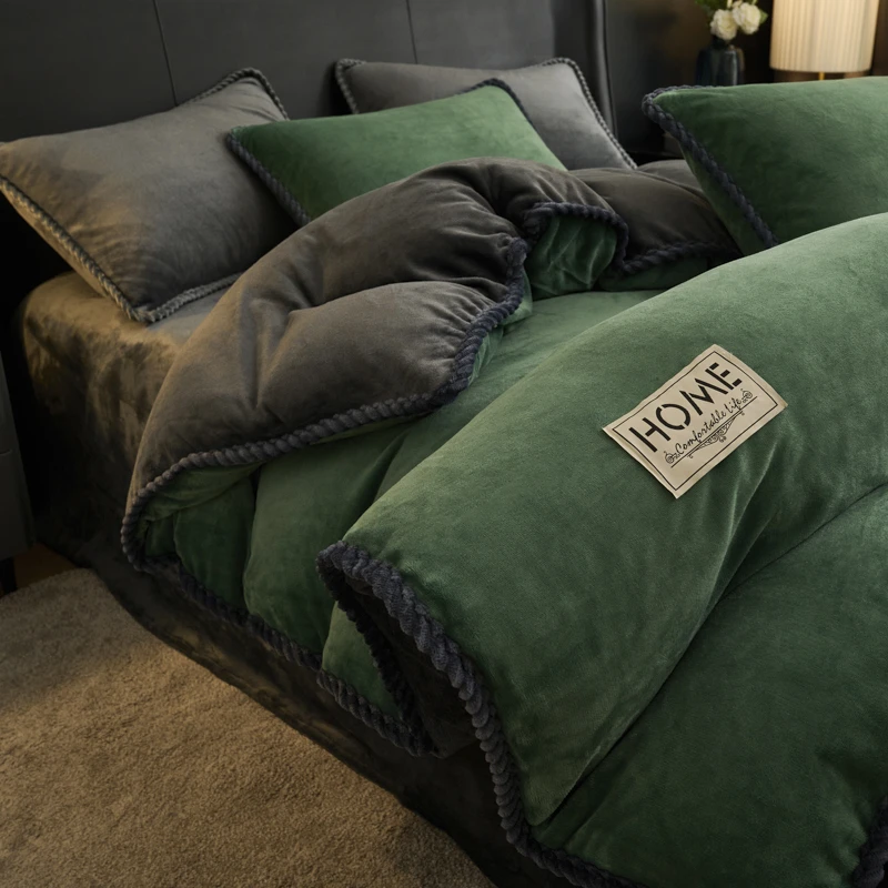 轻奢风秋冬牛奶绒四件套双面绒被套珊瑚绒床单法兰绒加厚保暖床品