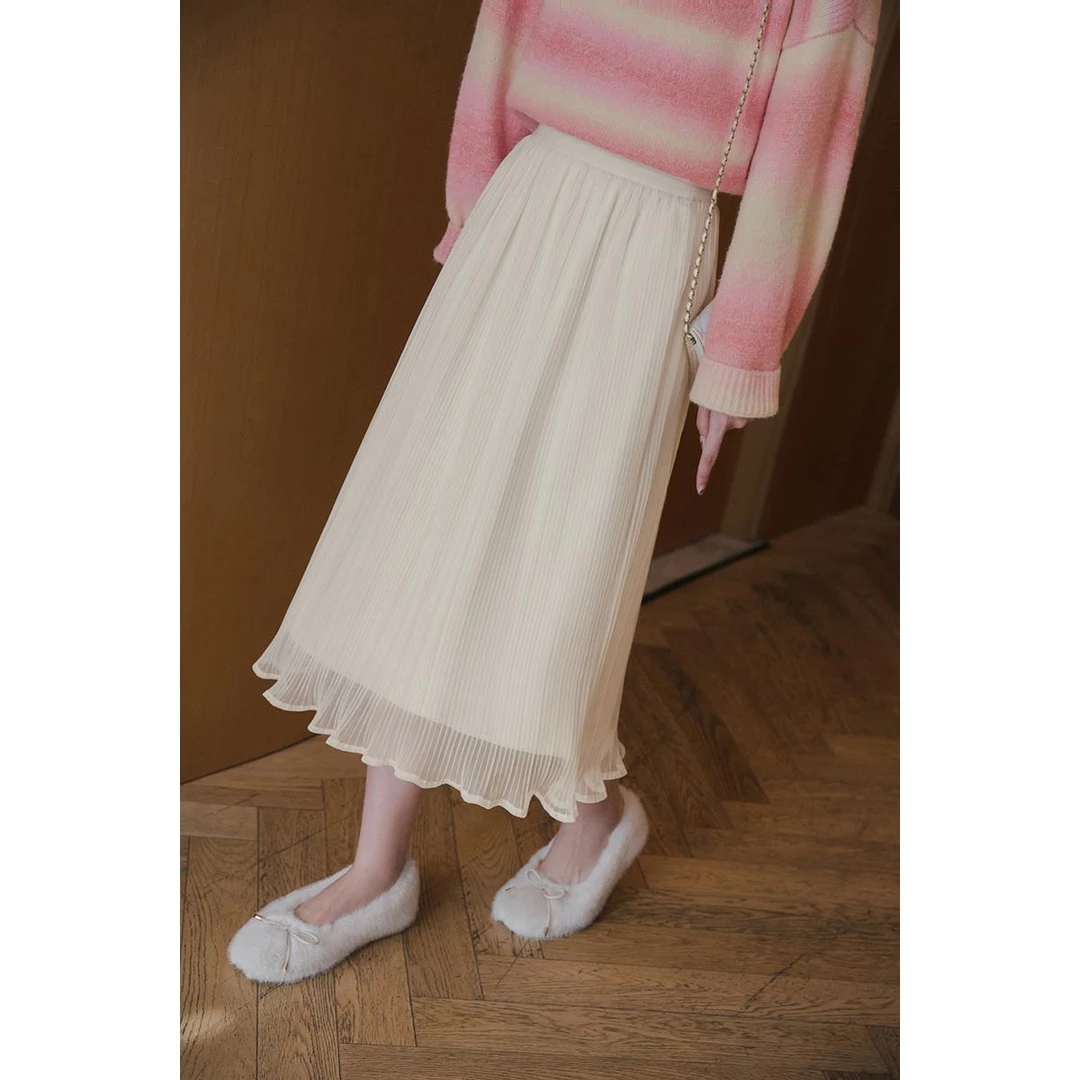 小谷粒半身裙女2025春季新款时尚气质高腰显瘦小个子肌理感直筒裙