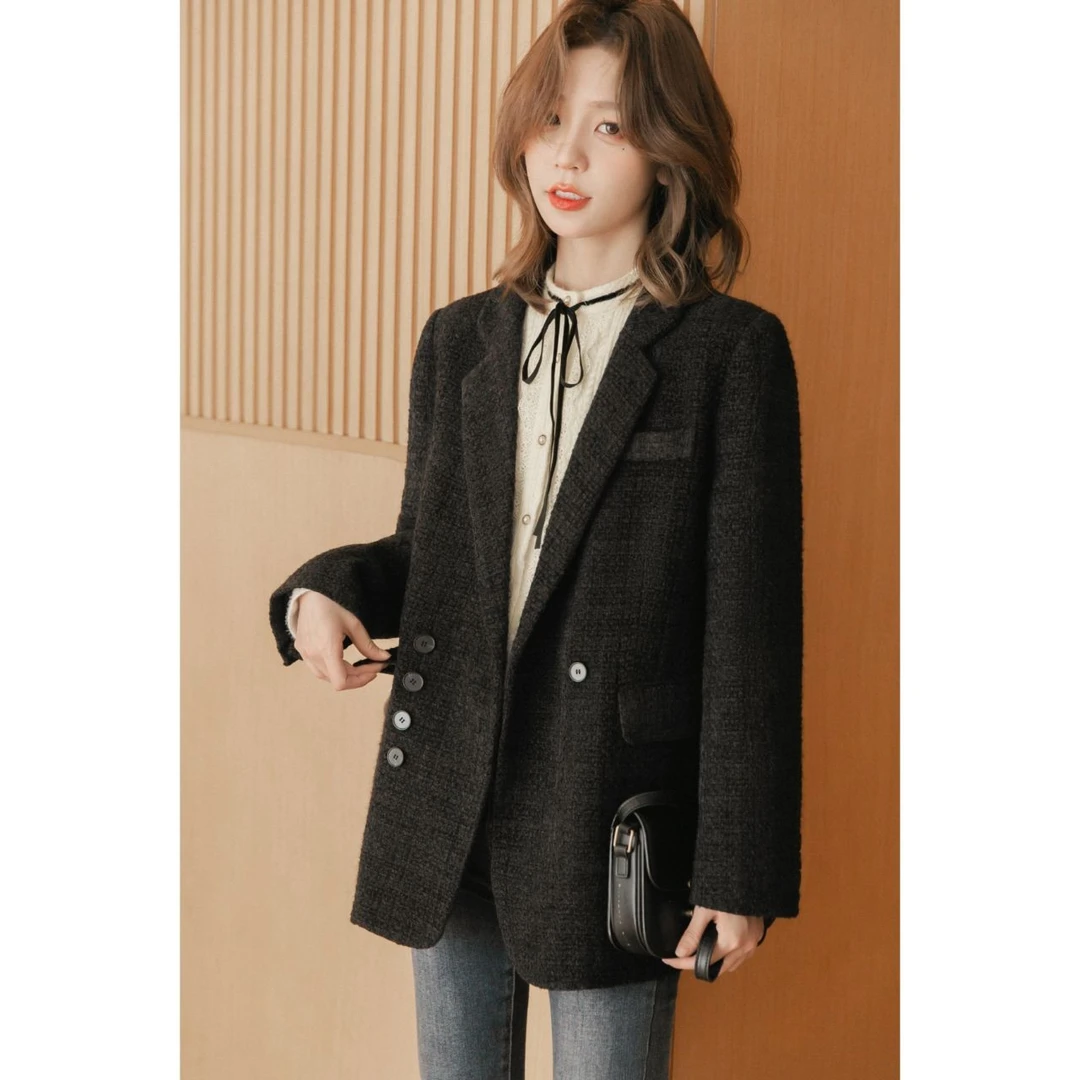 外套女秋冬百搭加厚西装小个子洋气短外套