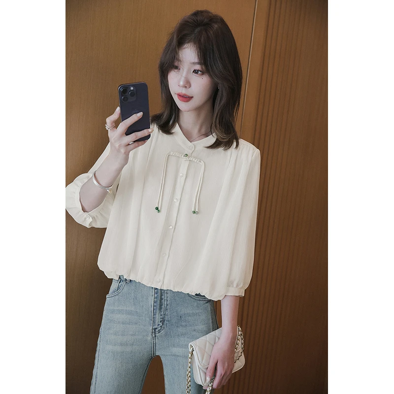小谷粒新中式衬衫气质国风上衣