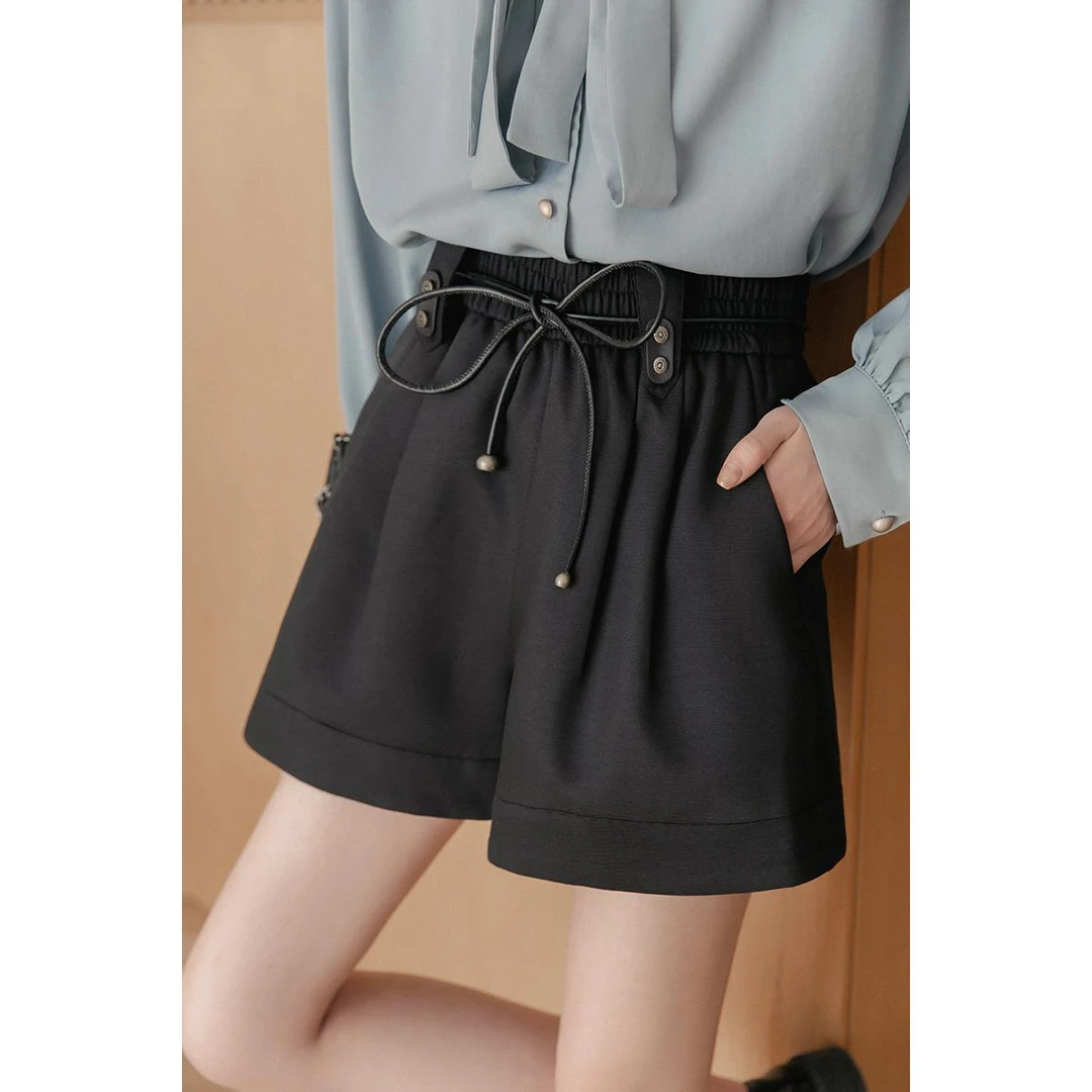 【现货】小谷粒洋气女士短裤a字型休闲阔腿裤