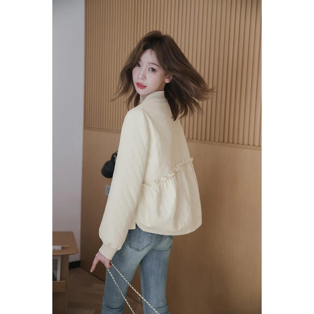 【季末折扣】小谷粒开春时髦轻薄外套女春长袖小个子宽松短款