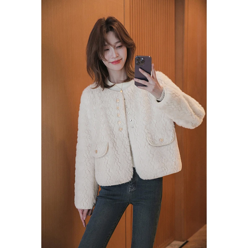 【福利日】皮毛一体外套女秋冬轻奢小个子毛绒小香风上衣