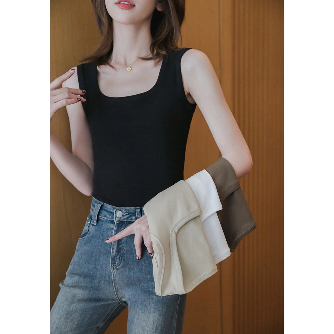 谷粒时尚方领显瘦背心女2023秋季新款时尚百搭内搭