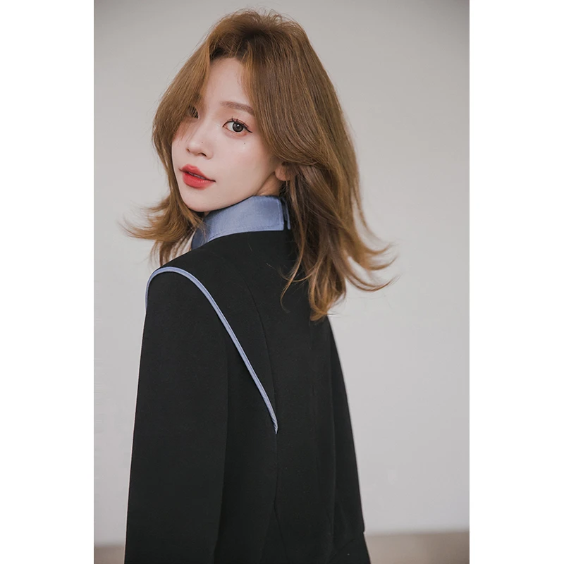 小谷粒撞色衬衫领卫衣休闲外套女款爆款2025新款秋冬套头加厚上衣