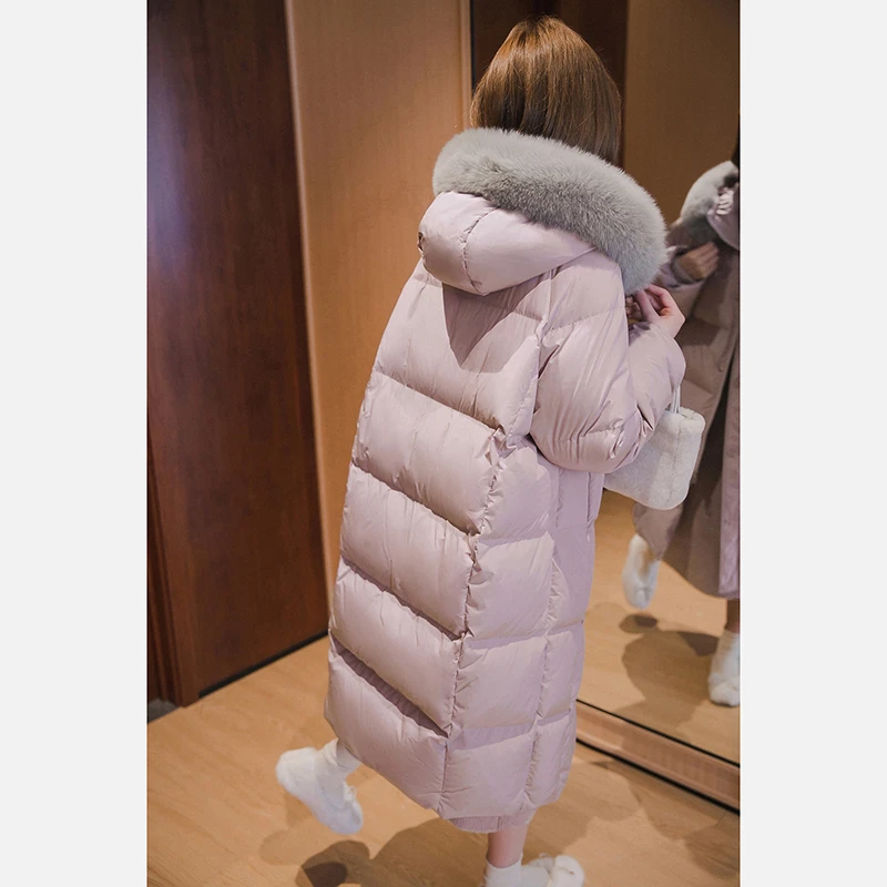 【薰衣草羽绒服】小谷粒「真狐狸毛领」外套女冬款小个子宽松连帽上衣