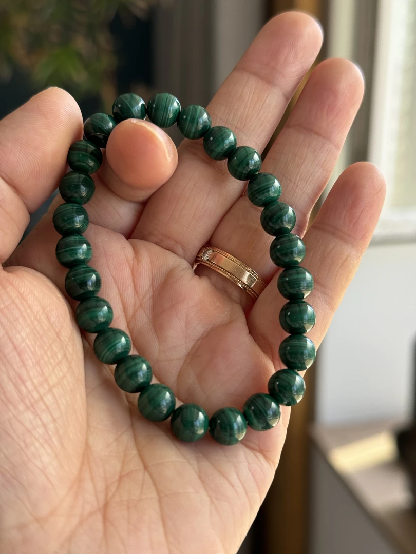 FD0015天然孔雀石圆珠手串7.5mm