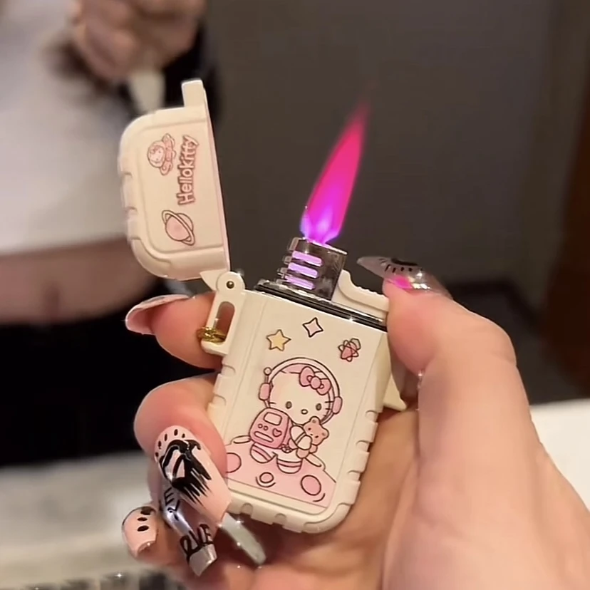 夜光防水可爱卡通KT猫库洛米网红创意粉火防风打火机炫酷男女礼物