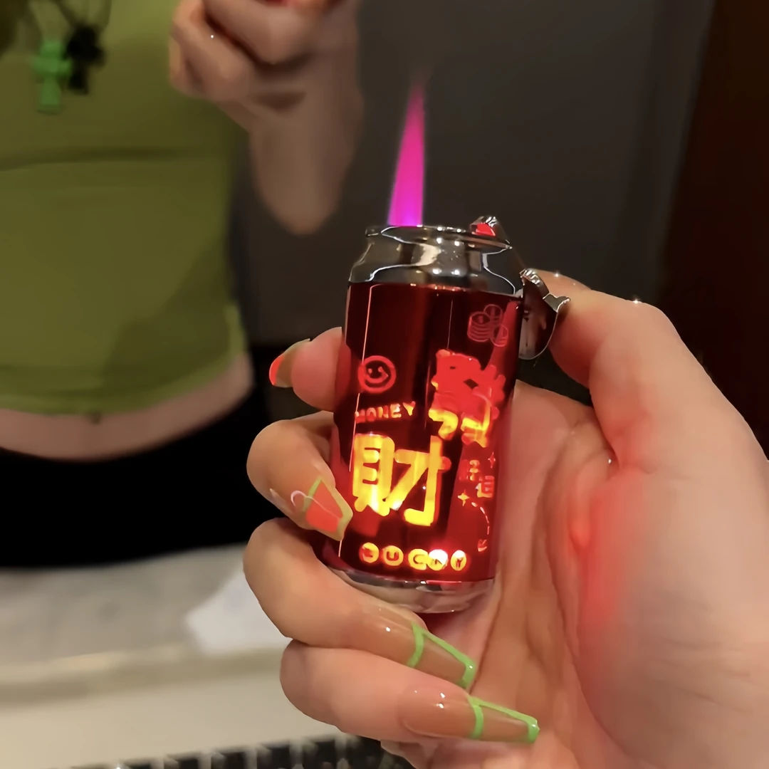 笑笑生/创意可乐易拉罐發財闪灯透明防风打火机点烟器礼物男女
