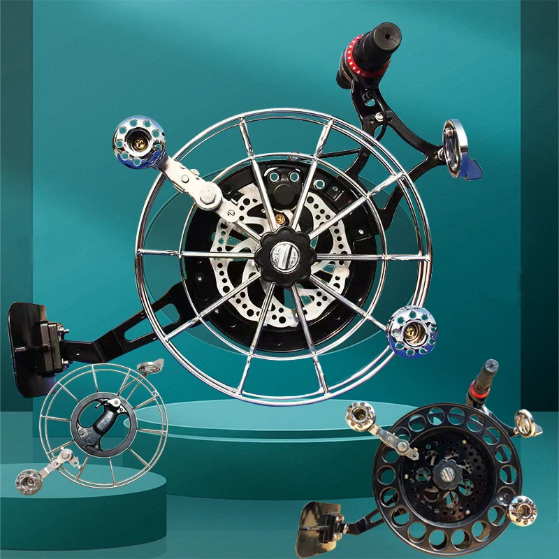 大型风筝高档线轮镁合金不锈钢碟刹手刹防倒转背带轮加长臂静音轮