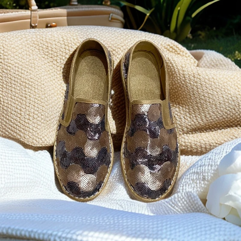 【断码特价】轻便透气老北京布鞋一脚蹬平底板鞋千层底松紧口女鞋