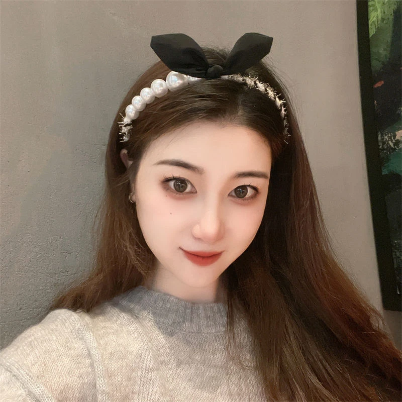 小香风兔耳朵韩系新款可爱少女珍珠发箍