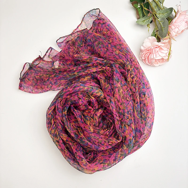 （摩登迷彩）杭州丝绸真丝桑蚕丝丝巾女士韩版薄款纱巾四季通用围巾