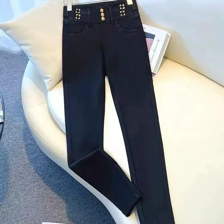 5713#新款女装时尚加绒加厚裤子