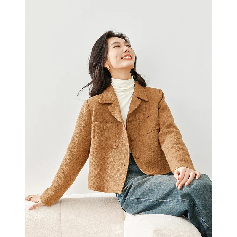 【程总专属】梵希蔓夹棉加厚毛呢外套宽松舒适翻领上衣M5266