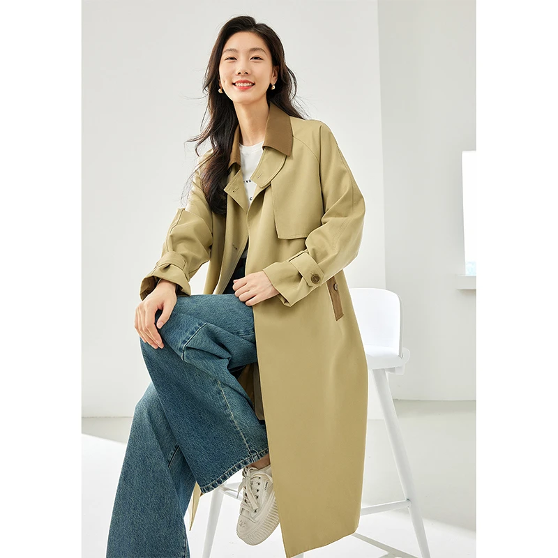 【小云总专属】梵希蔓卡其色时尚英伦外套风衣M5698