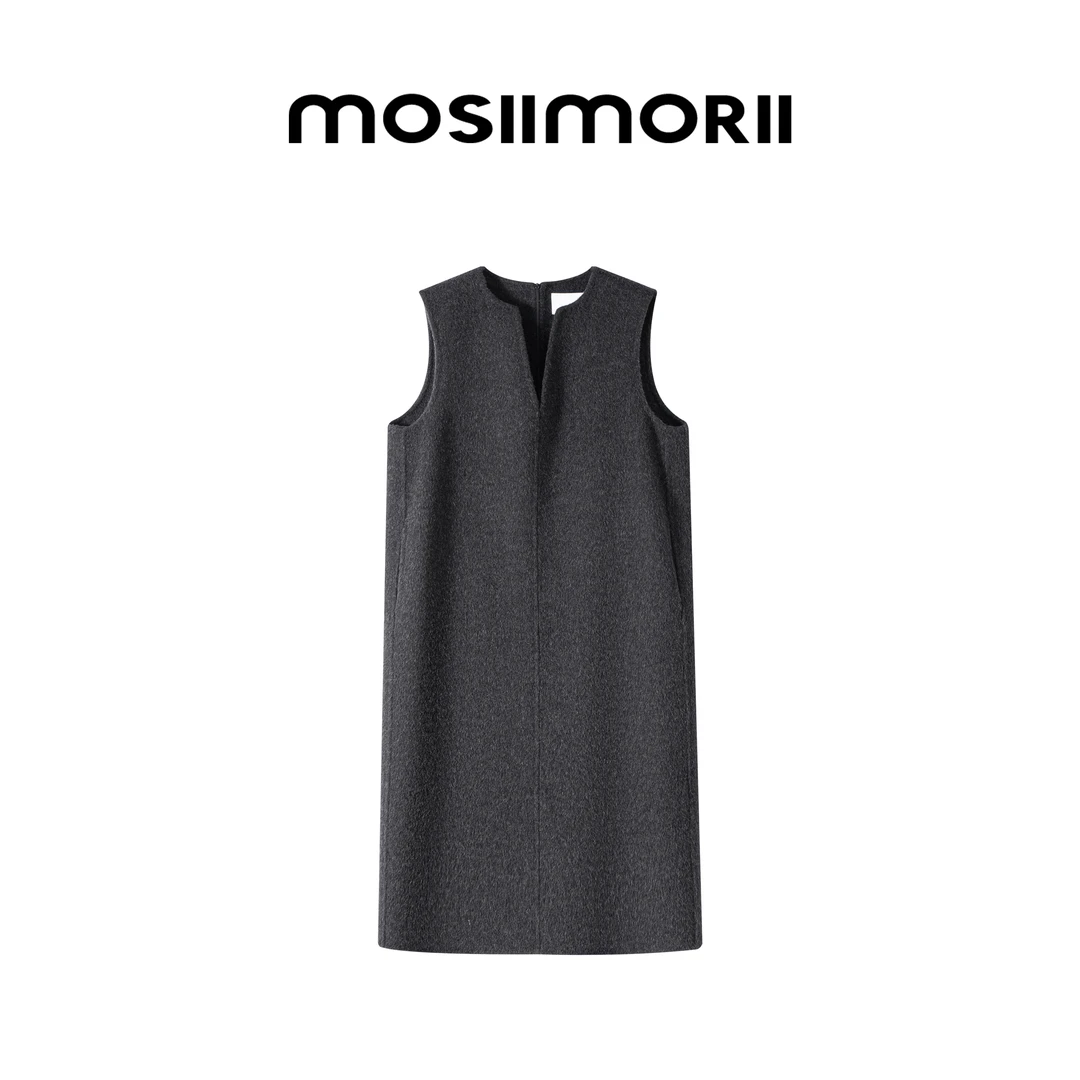 交个朋友【雾月协奏】100%绵羊毛经典简约宽松中长款时尚毛呢裙套装