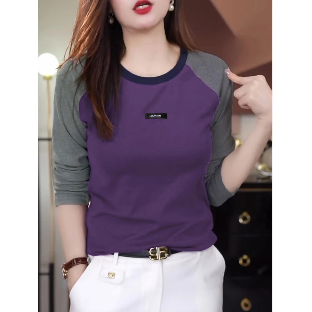 秋冬季加绒双面绒圆领插肩长袖打底衫韩版修身显瘦保暖内搭女上衣