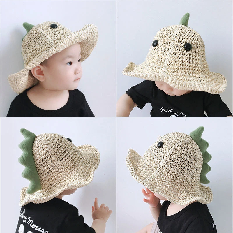 儿童草帽可调节夏天防晒太阳帽男童女孩可爱凉帽儿童渔夫帽子