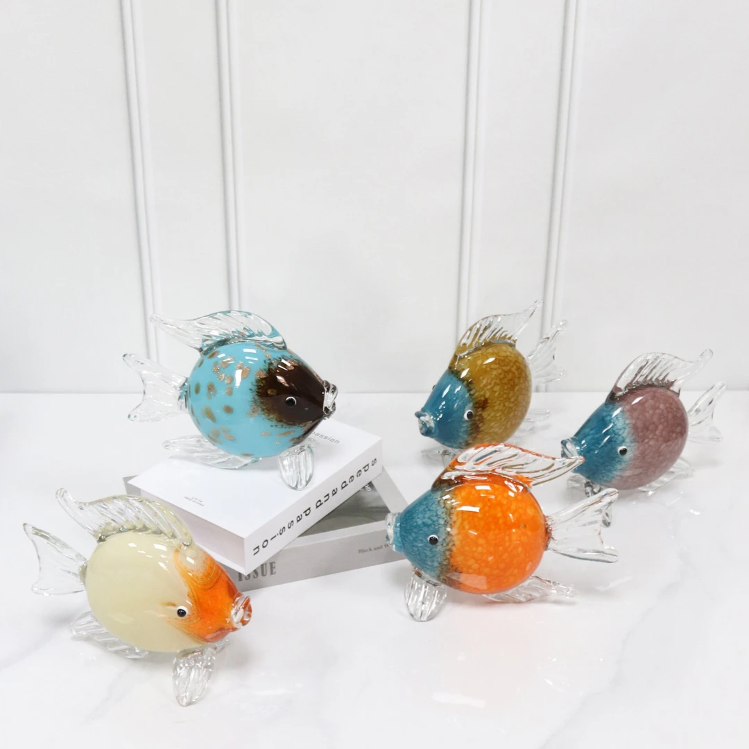 【富贵鱼】创意手工水晶琉璃工艺品 北欧家居软装装饰摆件