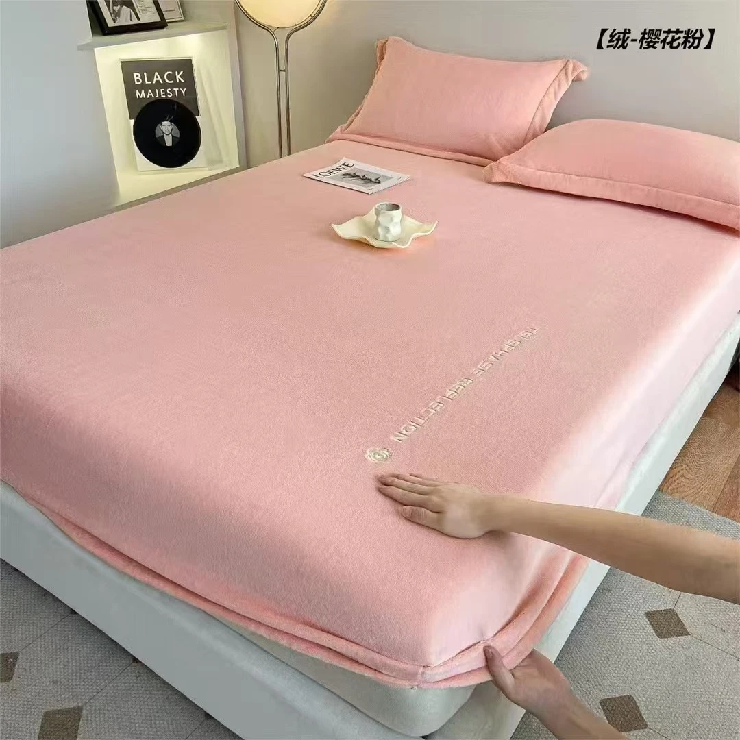 高克重牛奶绒单床笠颜色不挑