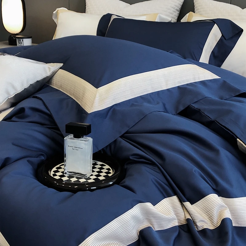 高奢100S全棉长绒棉床上用品四件套纯棉匹马棉床单款轻奢简约四季