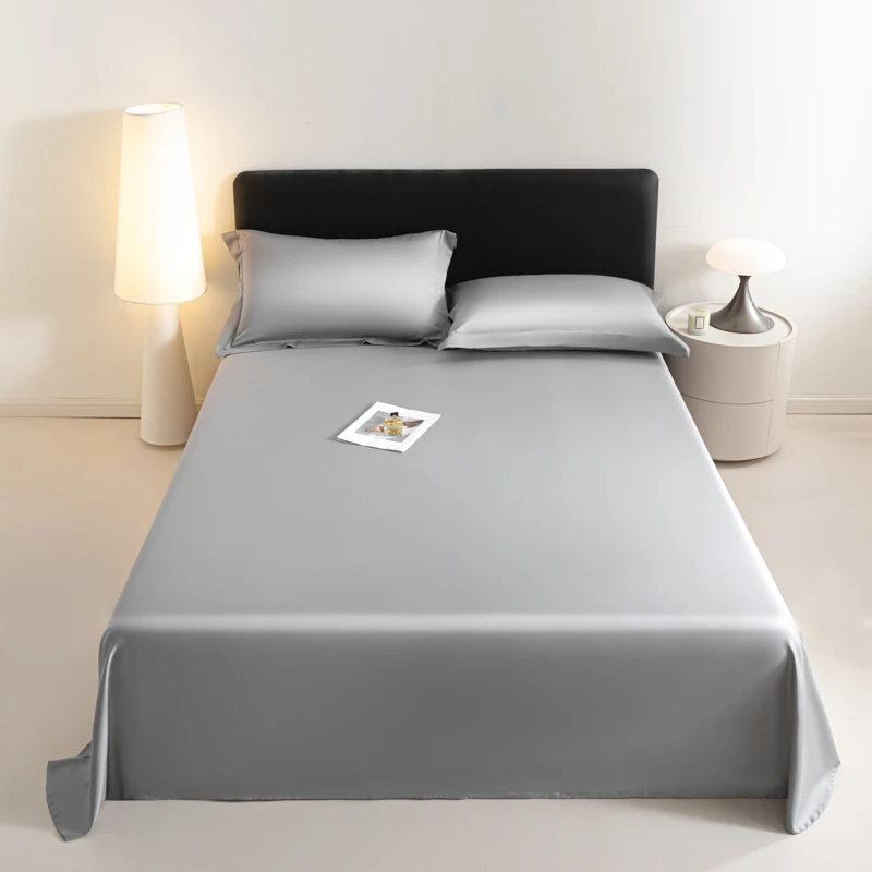 高端新疆长绒棉床单100支全棉床单双人贡缎加厚被单三件套纯色