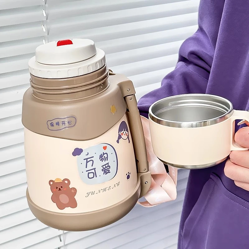 简约保温杯食品级316大容量杯子女士高颜值便携茶水分离大肚水壶