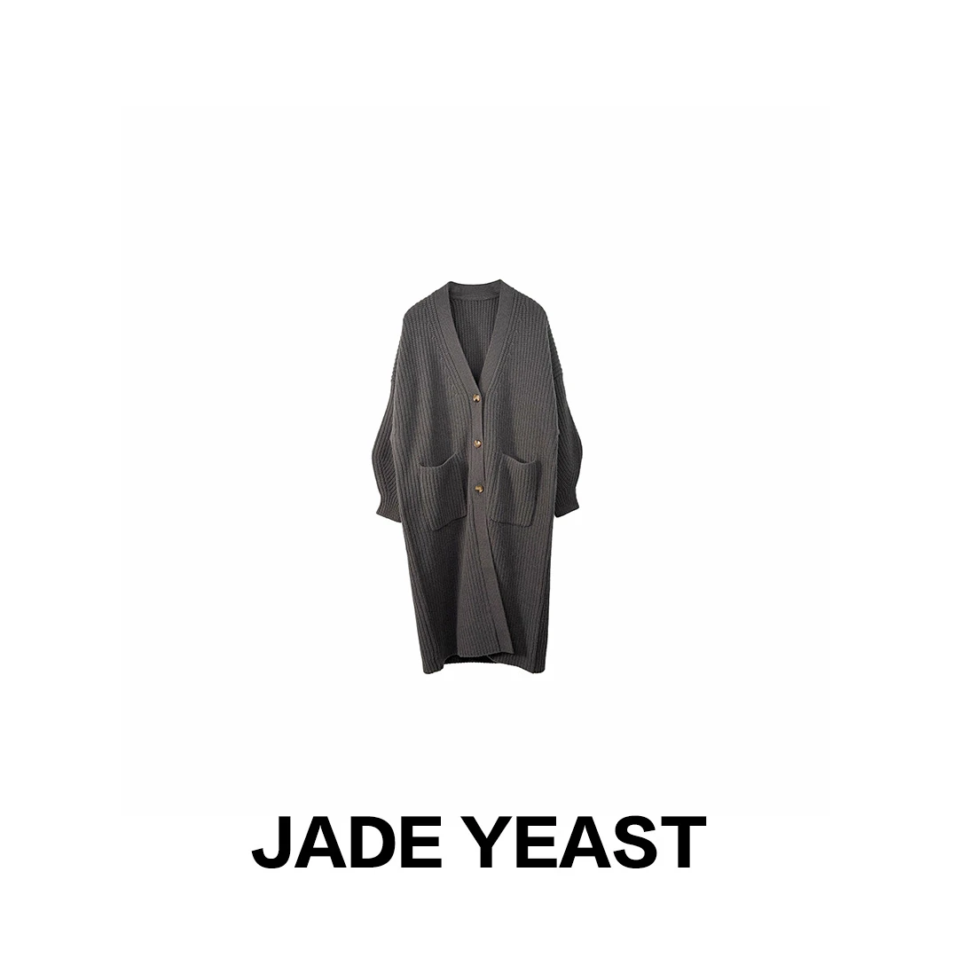 JADE YEAST|慵懒感重磅【100羊毛】宽松舒适羊毛长款针织开衫-23083