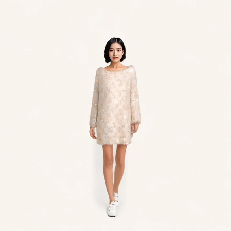 春秋新款圆领亮片长袖连衣裙非图片款以直播间为主切勿私自下单