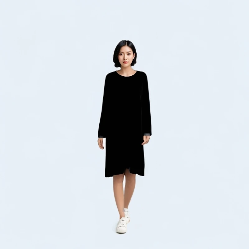 春秋新款黑色长袖宽松连衣裙非图片款以直播间为主切勿私自下单