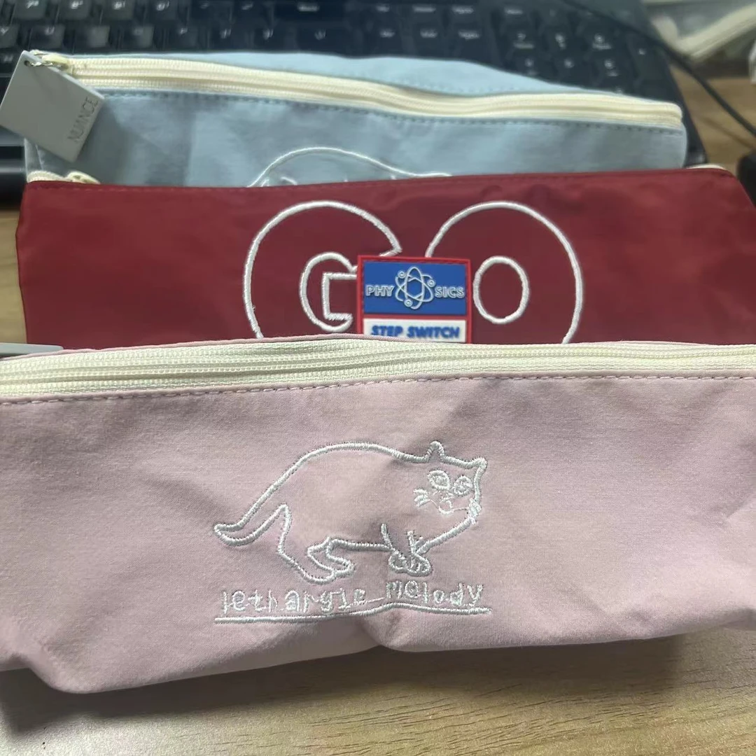 帝凡斯简约小清新棉布布袋女孩可爱猫咪帆布笔袋学生