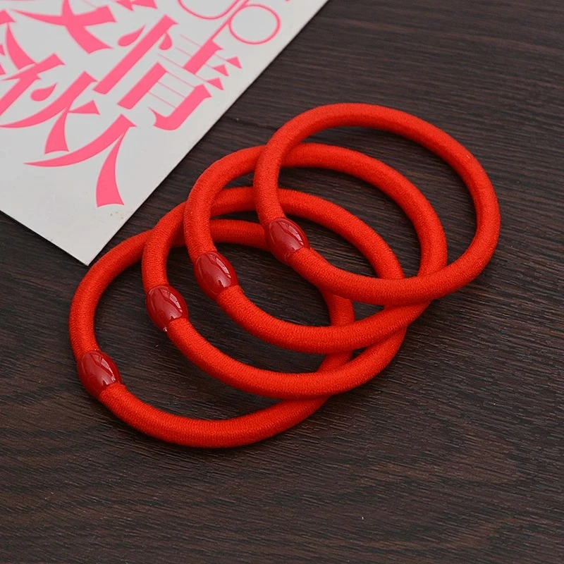 新年款大红色加粗高弹皮筋发绳汉服发型头饰头绳本命年扎头发发圈