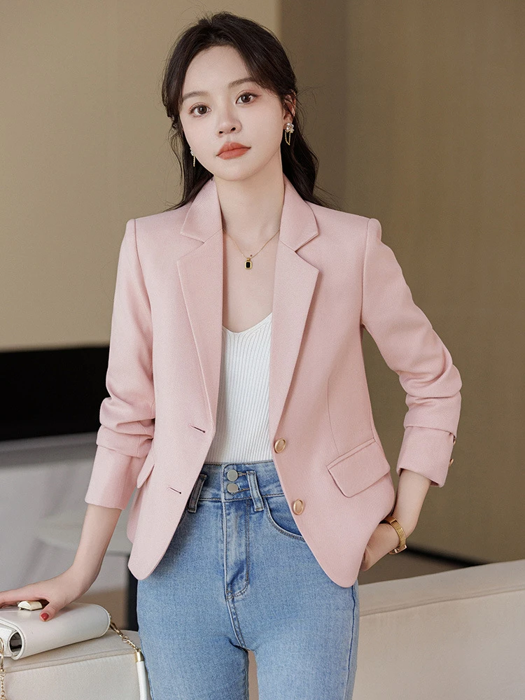 短款西装外套女小个子2024新款春秋今年流行气质休闲咖色西服上衣