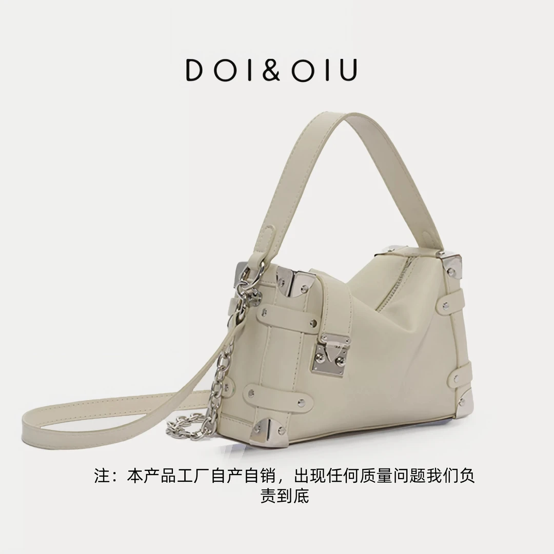 DoiOiu大容量百搭方形秋冬盒子真皮枕头包单肩斜挎手提包小众手拎