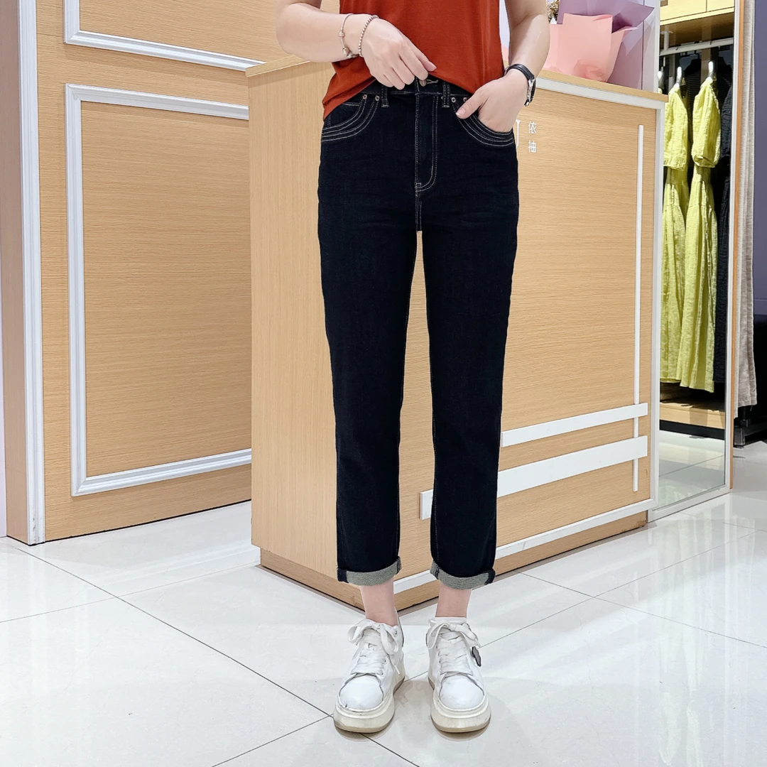 女士5-18074南韩夏季休闲时尚合身版薄款弹力九分牛仔裤/长86厘米