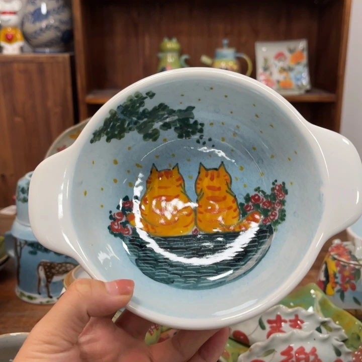 瓦当景德镇釉下手绘陶瓷。